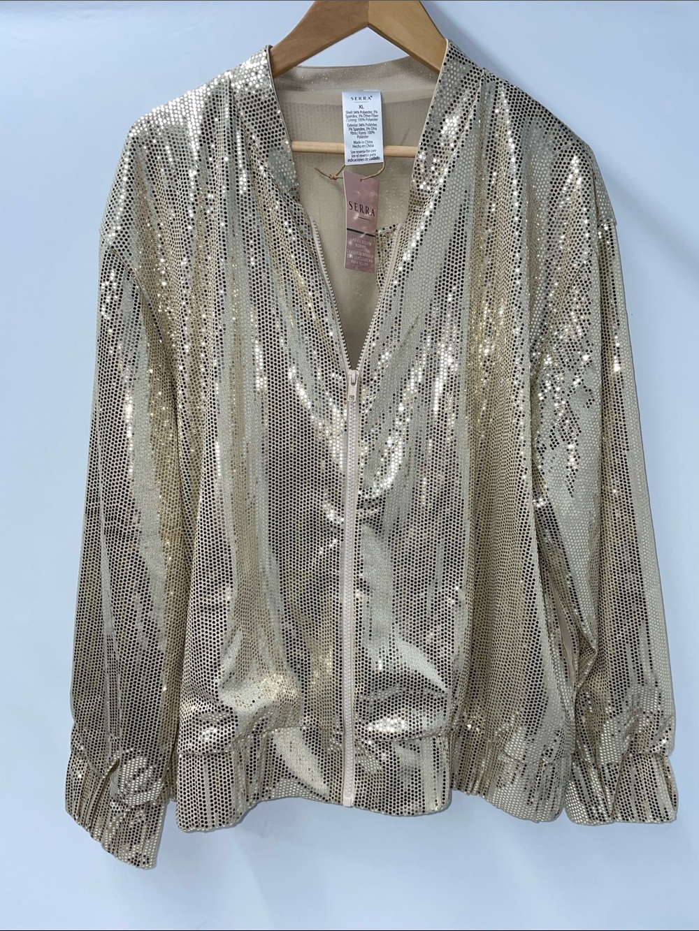 SERRA GOLD SEQUINED BOMBER JACKET FTL-08-081